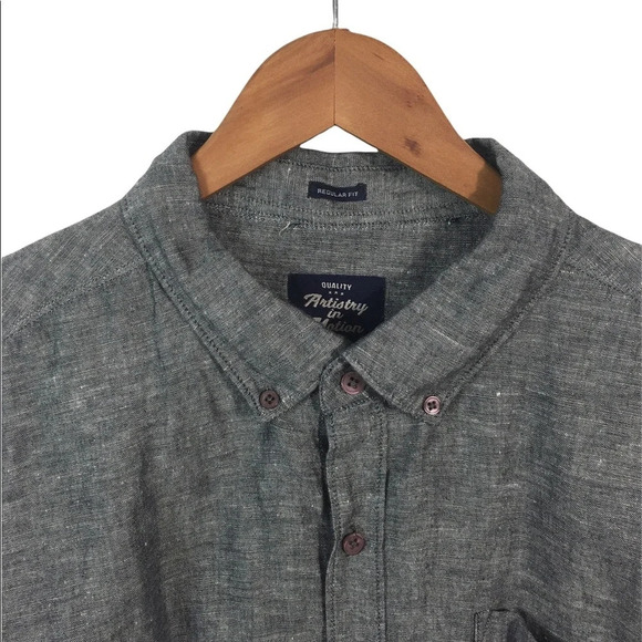 BF27 Men’s Artistry In Motion Regular Fit LINEN Button Down Shirt XL - Picture 3 of 4